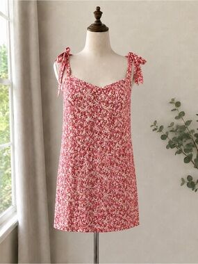 As U Wish Floral Tie Shoulder Mini Dress 0X
